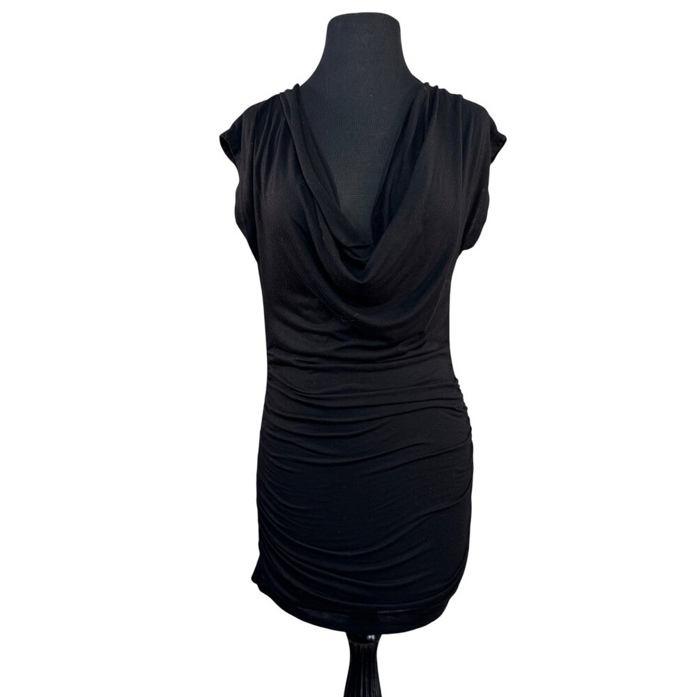 Casa Lee Womens Black Cowl Neck Ruched Bodycon Dress With Open Back Design